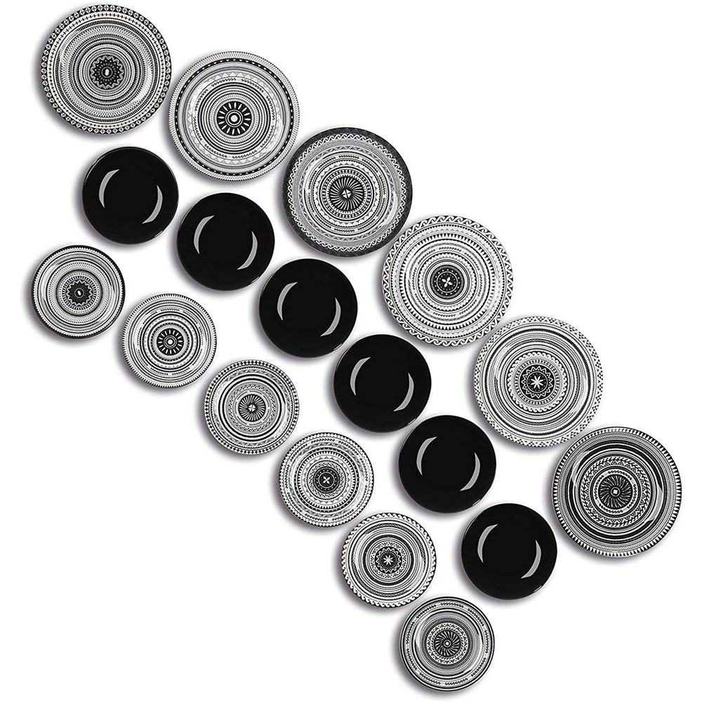 Acquista online Etnik Table Service, strong ceramic, white black, 18 Units Excelsa